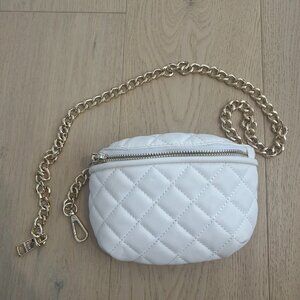 Steve Madden Belt Bag White with Gold Chain, Festival Bag